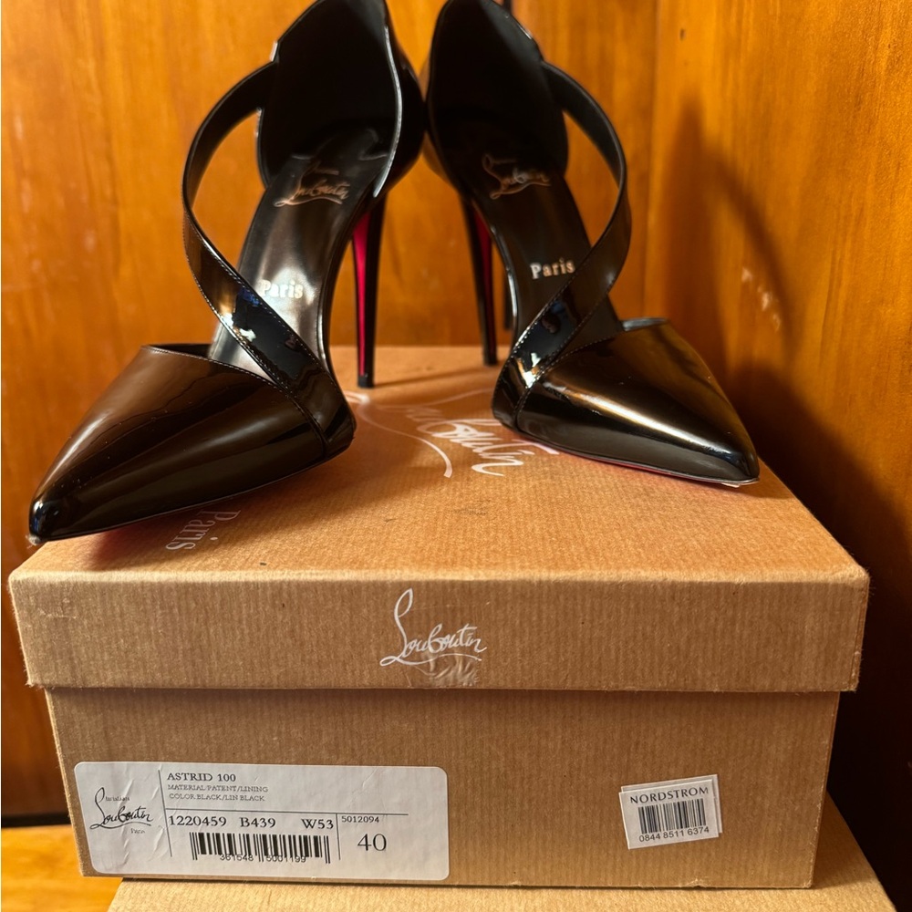 Christian Louboutin Astrid 100 Black Patent Heels